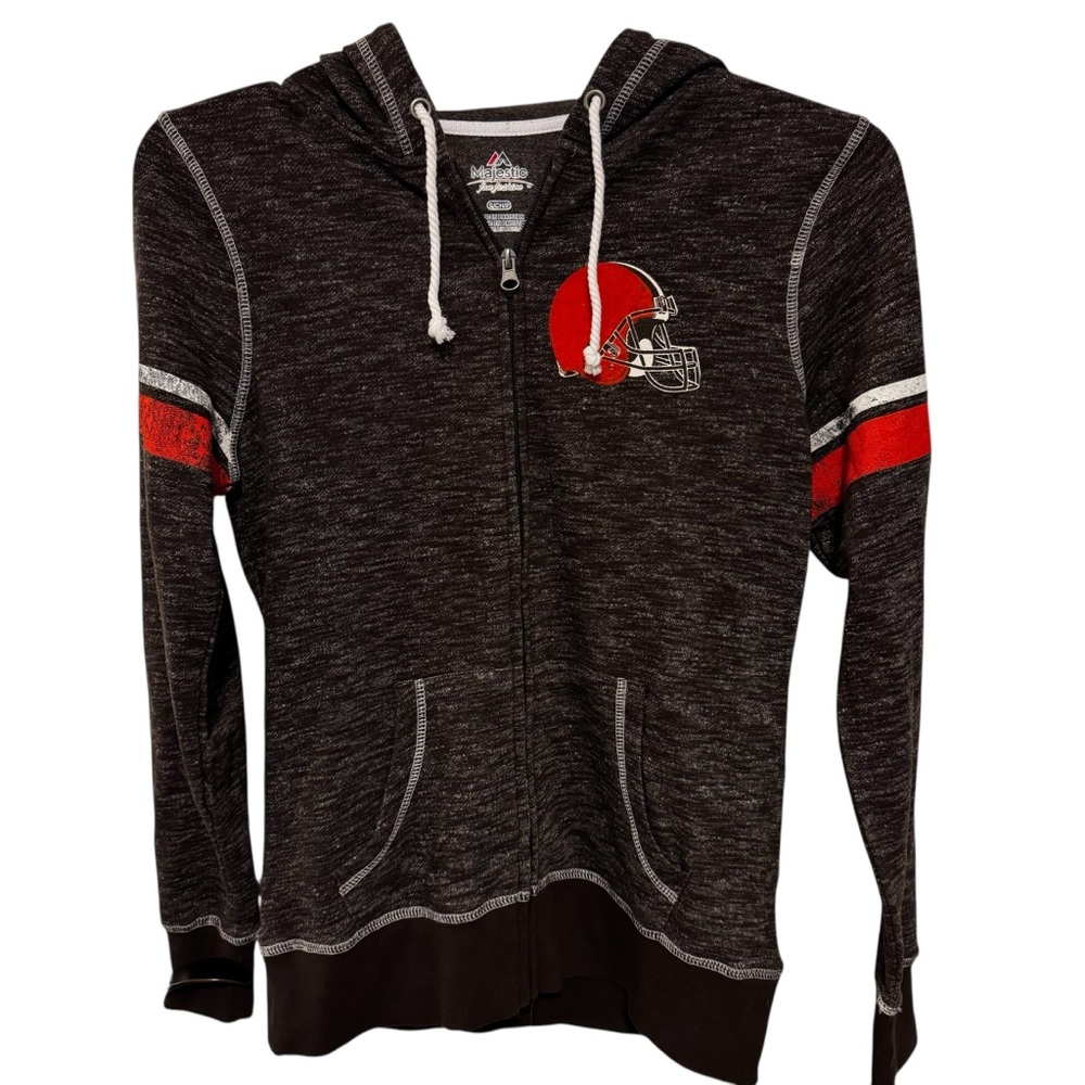 NFL Majestic Cleveland Browns Full Front Zipper Hoodie - Size Small